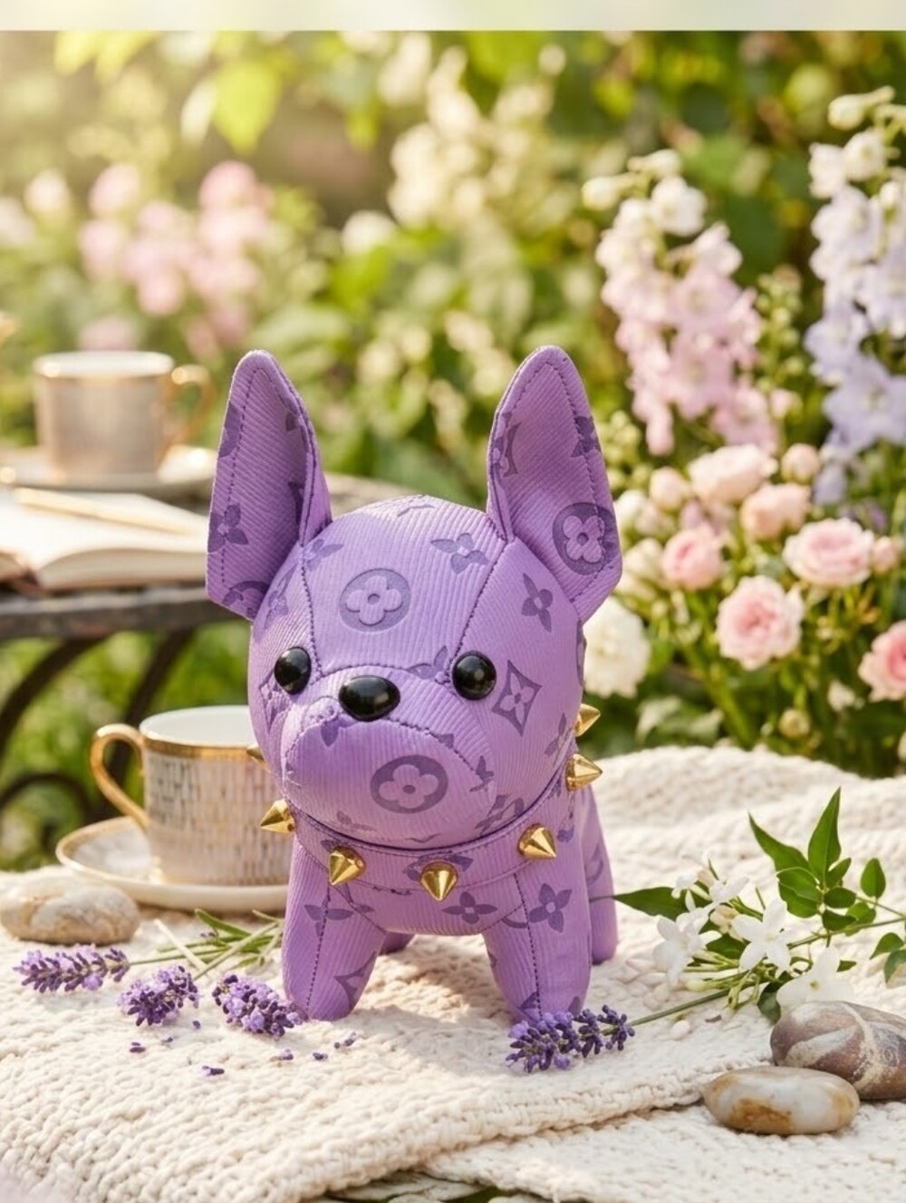 Purple Faux Leather Fashion French Bulldog Keychain Purse Charm NWOT